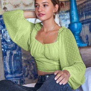 Shein Milkmaid Green long sleeve top